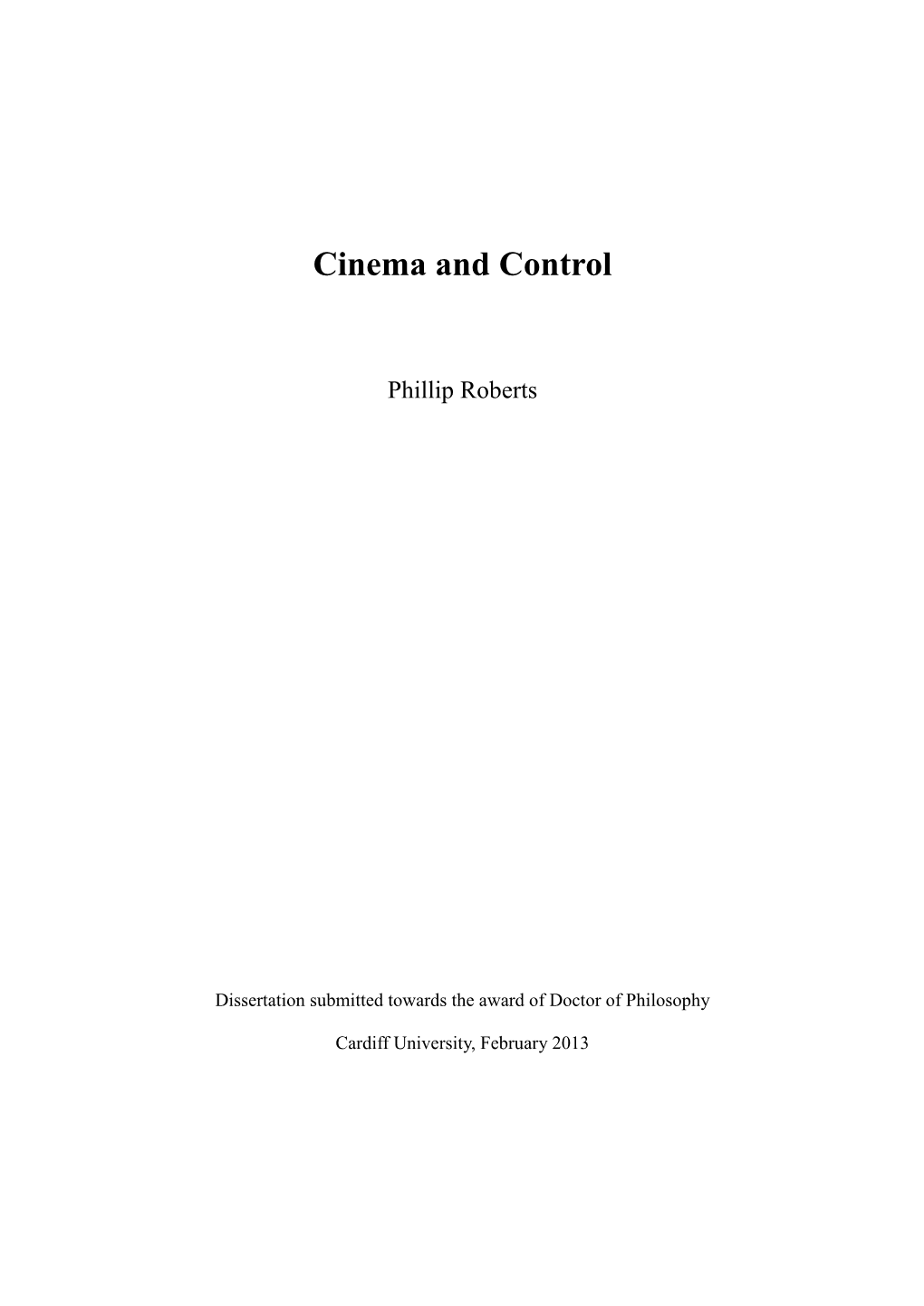 Cinema and Control