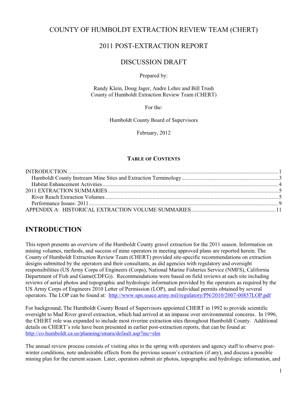 2011 Post Extraction Report