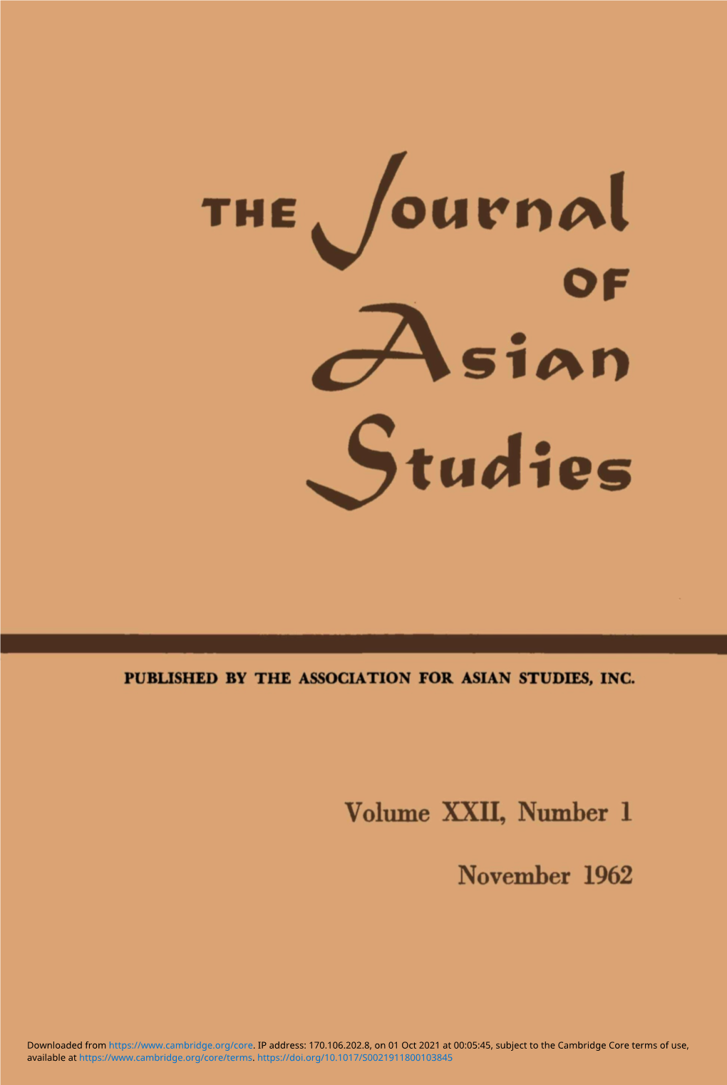 Volume XXII, Number 1 November 1962