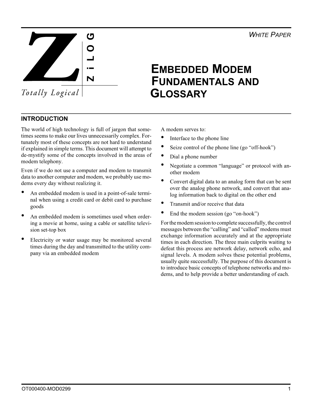 Embedded Modem Fundamentals White Paper