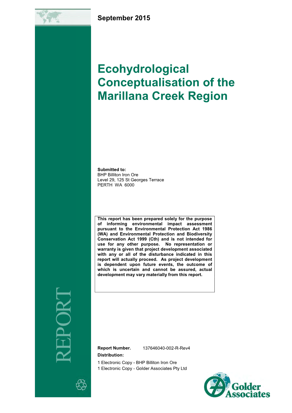 Ecohydrological Conceptualisation of the Marillana Creek Region