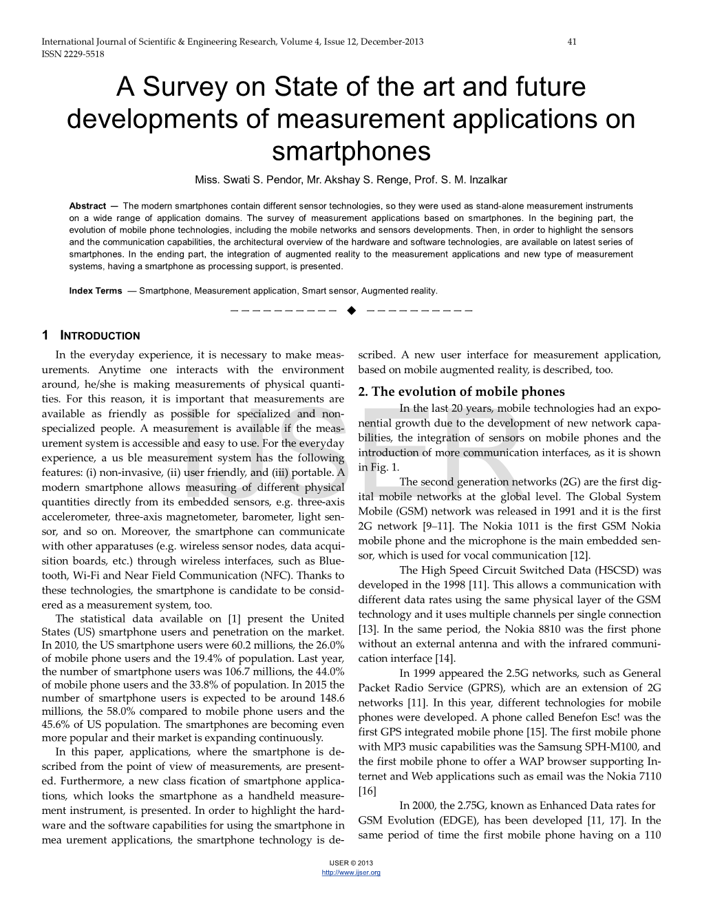 A Survey on State of the Art and Future Developments of Measurement Applications on Smartphones Miss