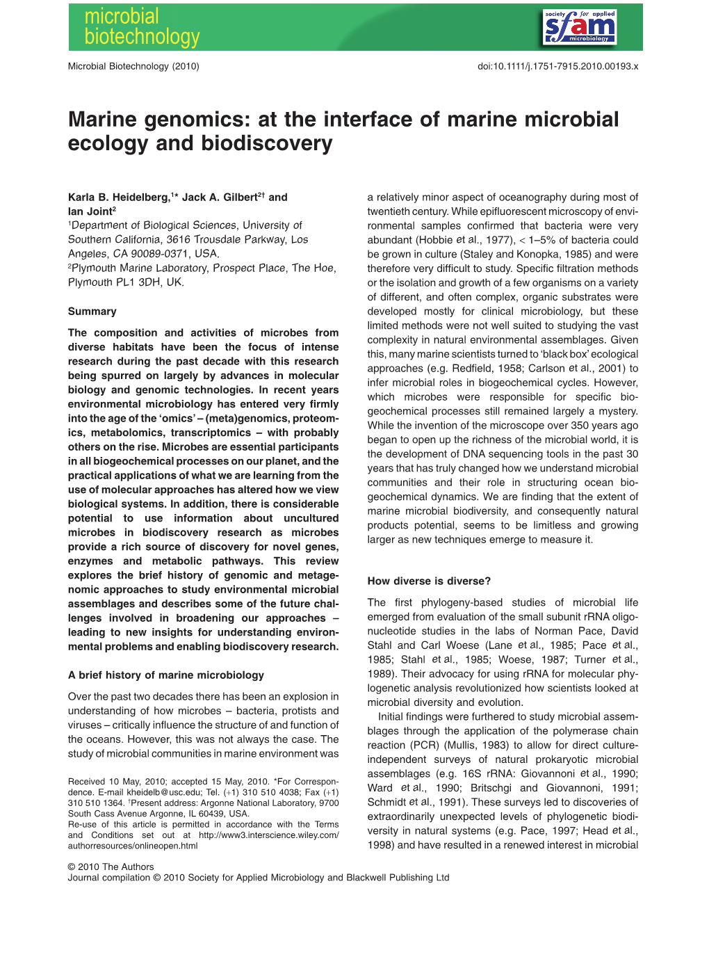 Marine Genomics: at the Interface of Marine Microbial