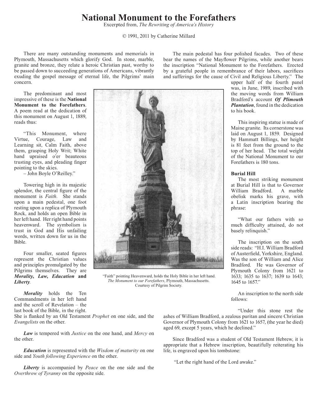 National Monument to the Forefathers Excerpted From, the Rewriting of America’S History