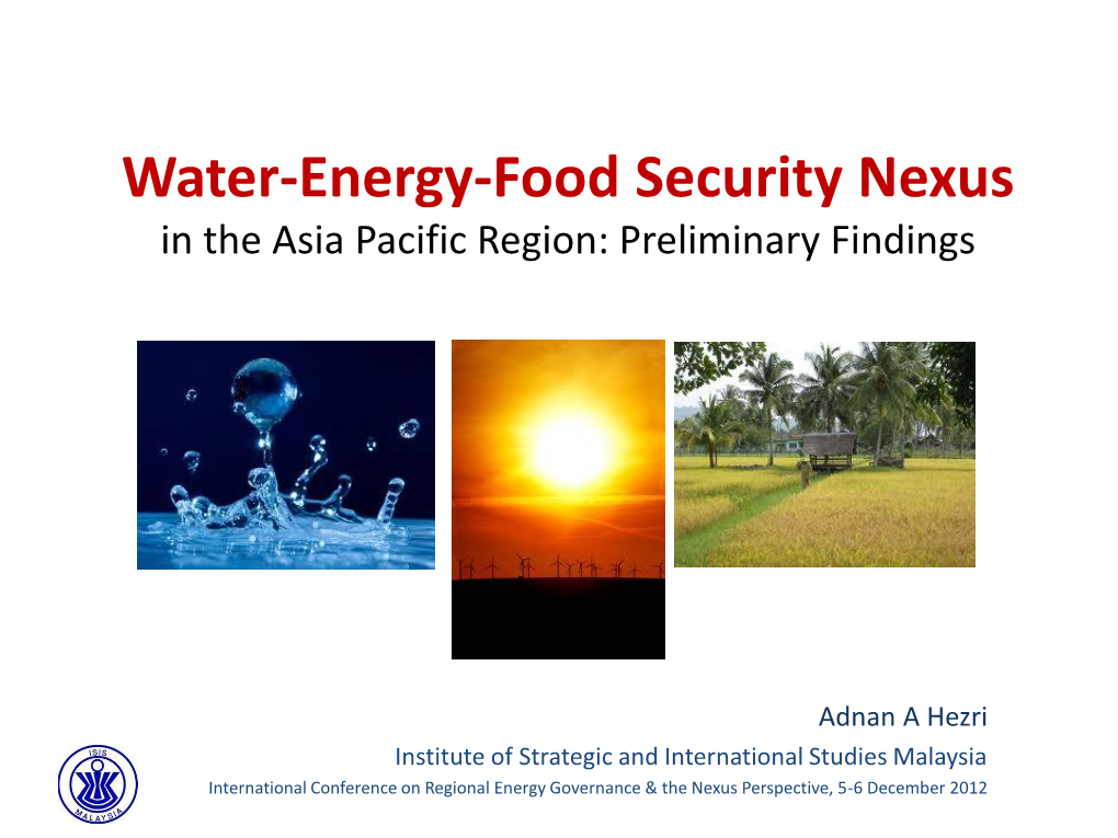 Clarifying the Water-Energy-Food Security Nexus