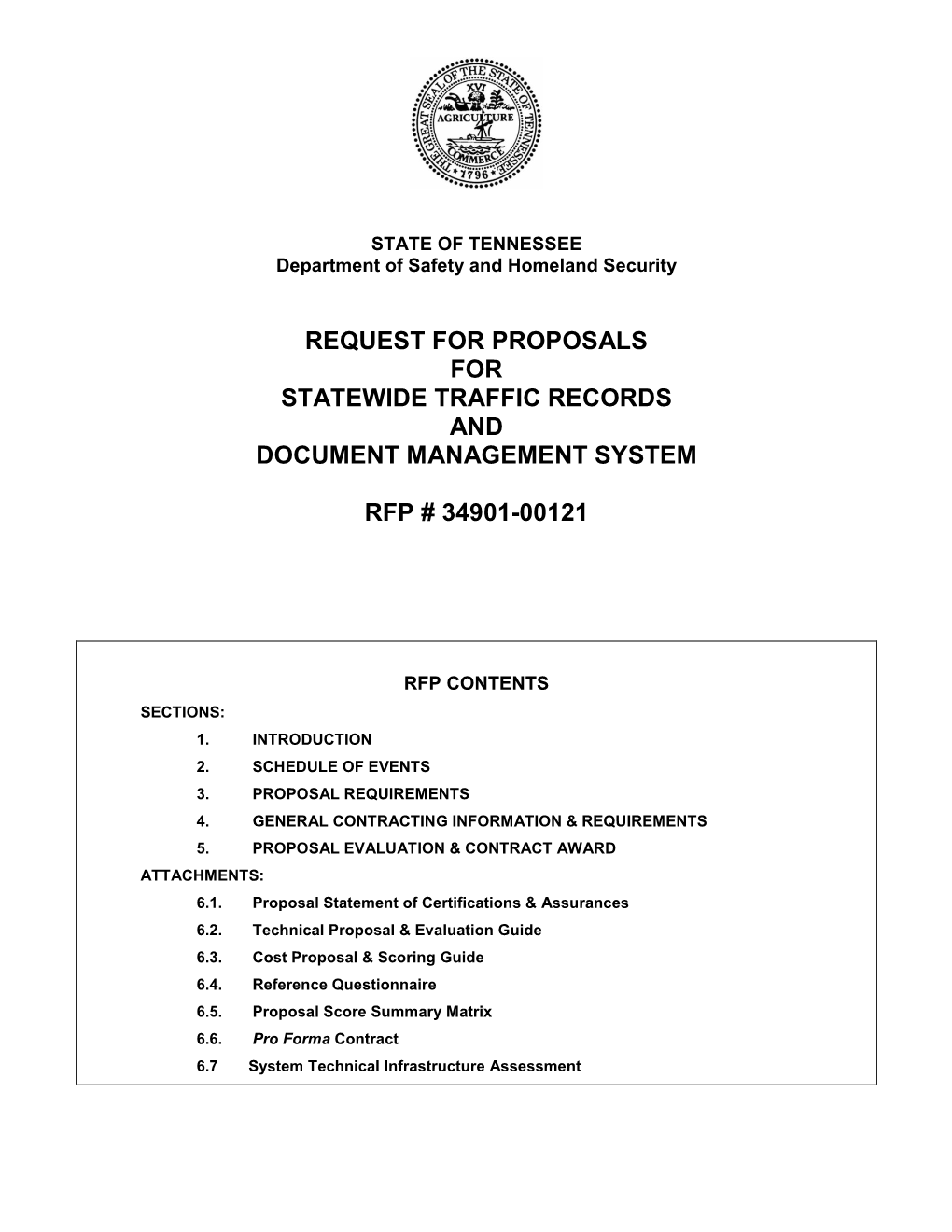 Request for Proposals for Statewide Traffic Records and Document Management System