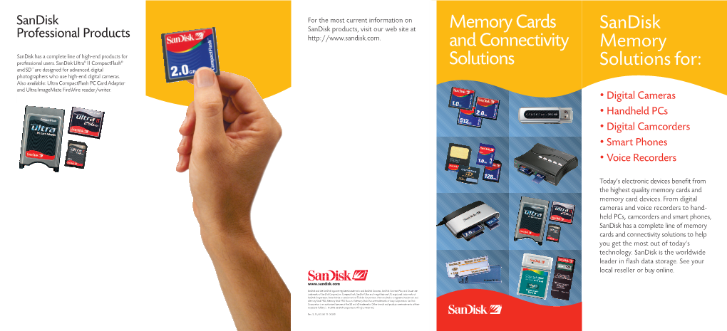 Memory Cards and Connectivity Solutions Sandisk Memory