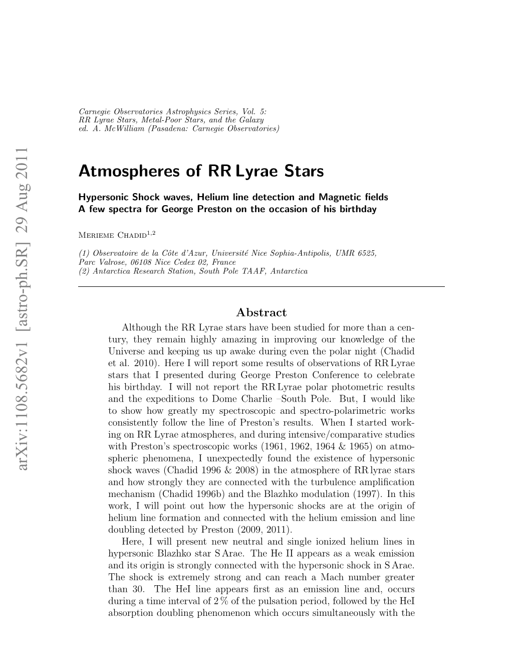 Atmospheres of RR Lyrae Stars: Hypersonic Shock Waves, Helium