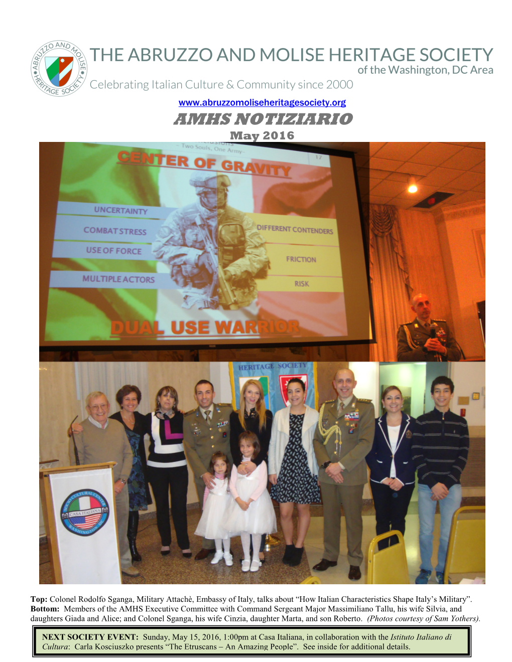 AMHS NOTIZIARIO May 2016