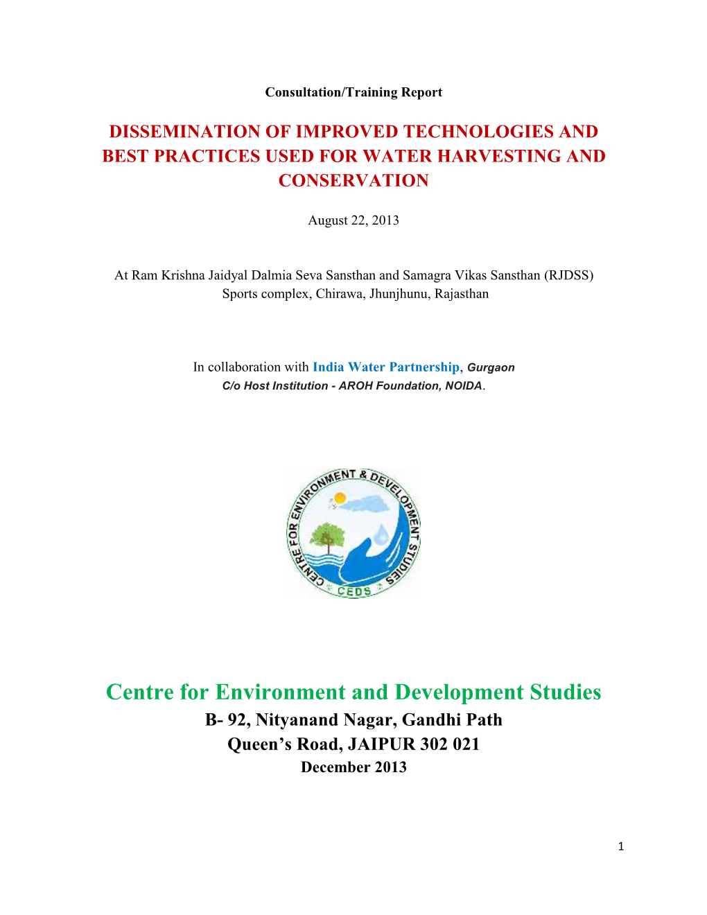 Report of Consultation on Dissemination of Improved