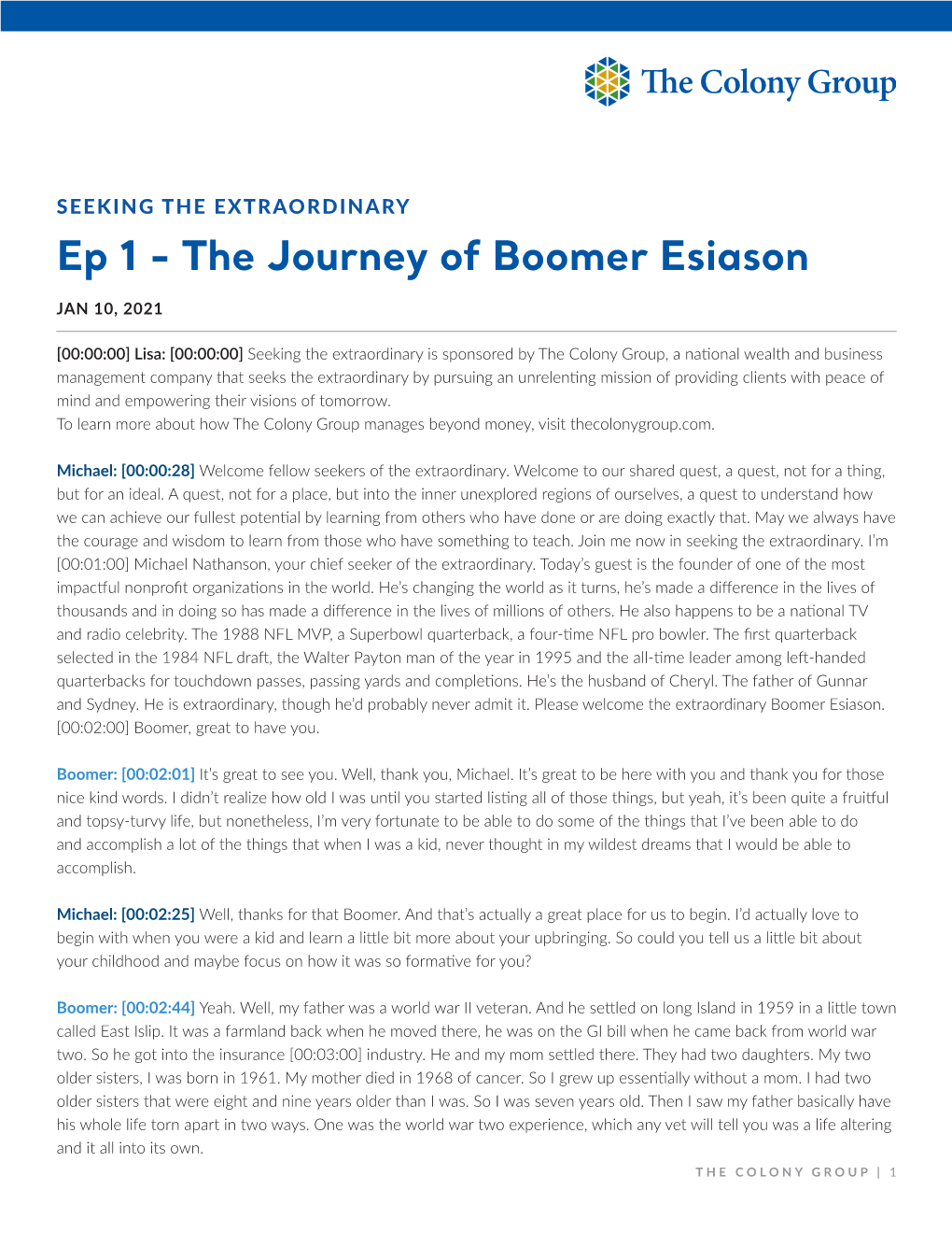 The Journey of Boomer Esiason