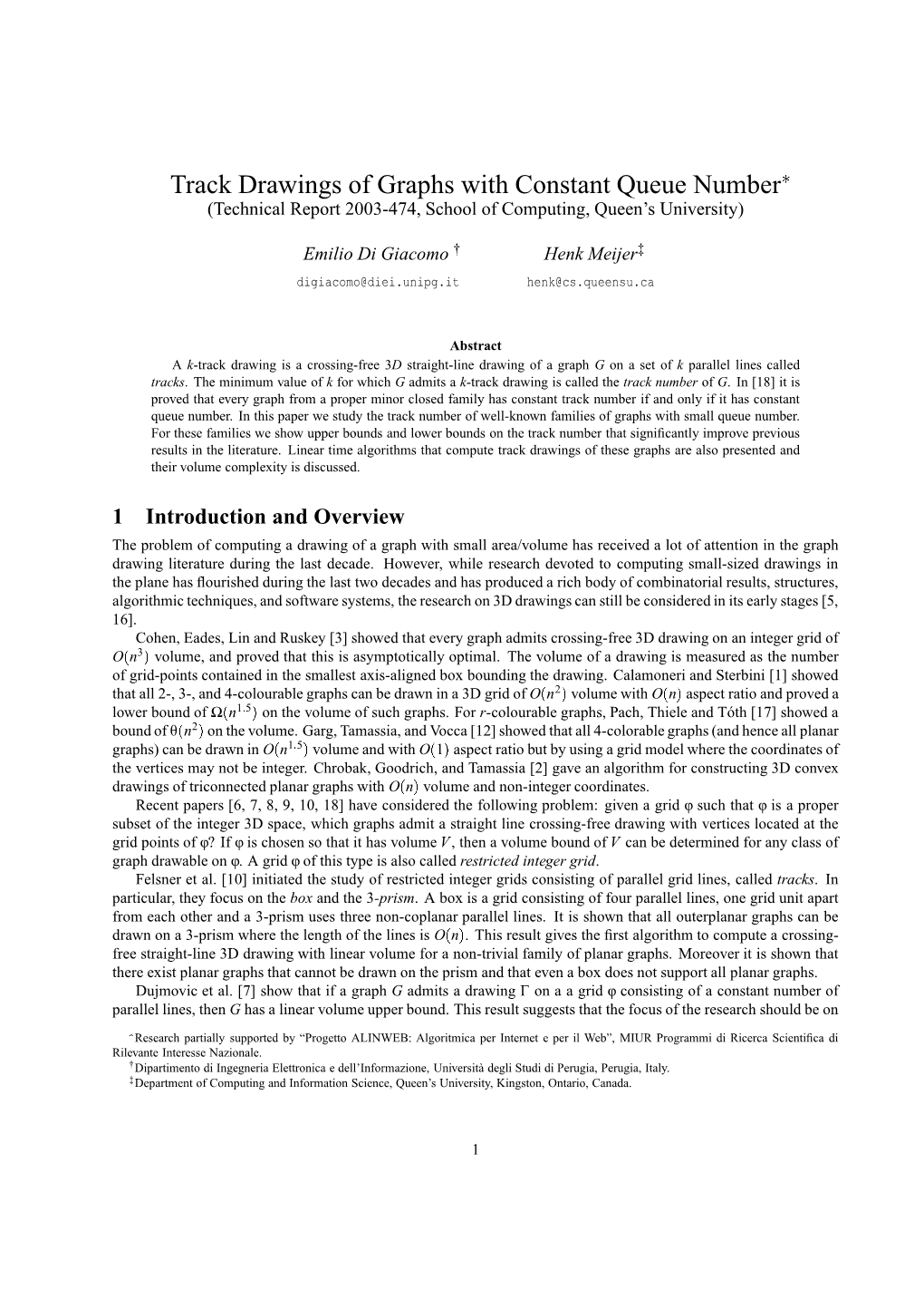 Track Drawings of Graphs with Constant Queue Number (Technical Report 2003-474, School of Computing, Queen's University)