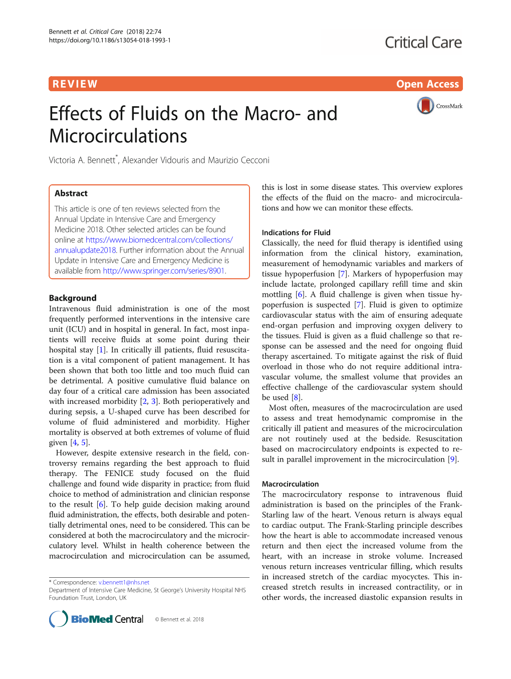 Effects of Fluids on the Macro- and Microcirculations Victoria A