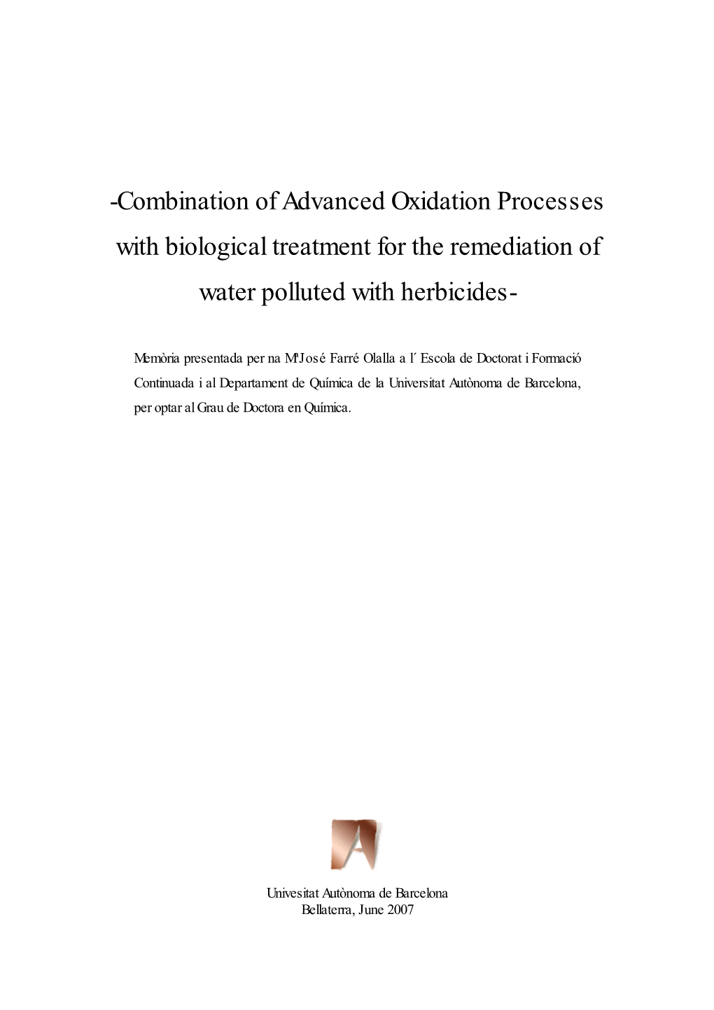 Combination of Advanced Oxidation Processes with Biological Treatment