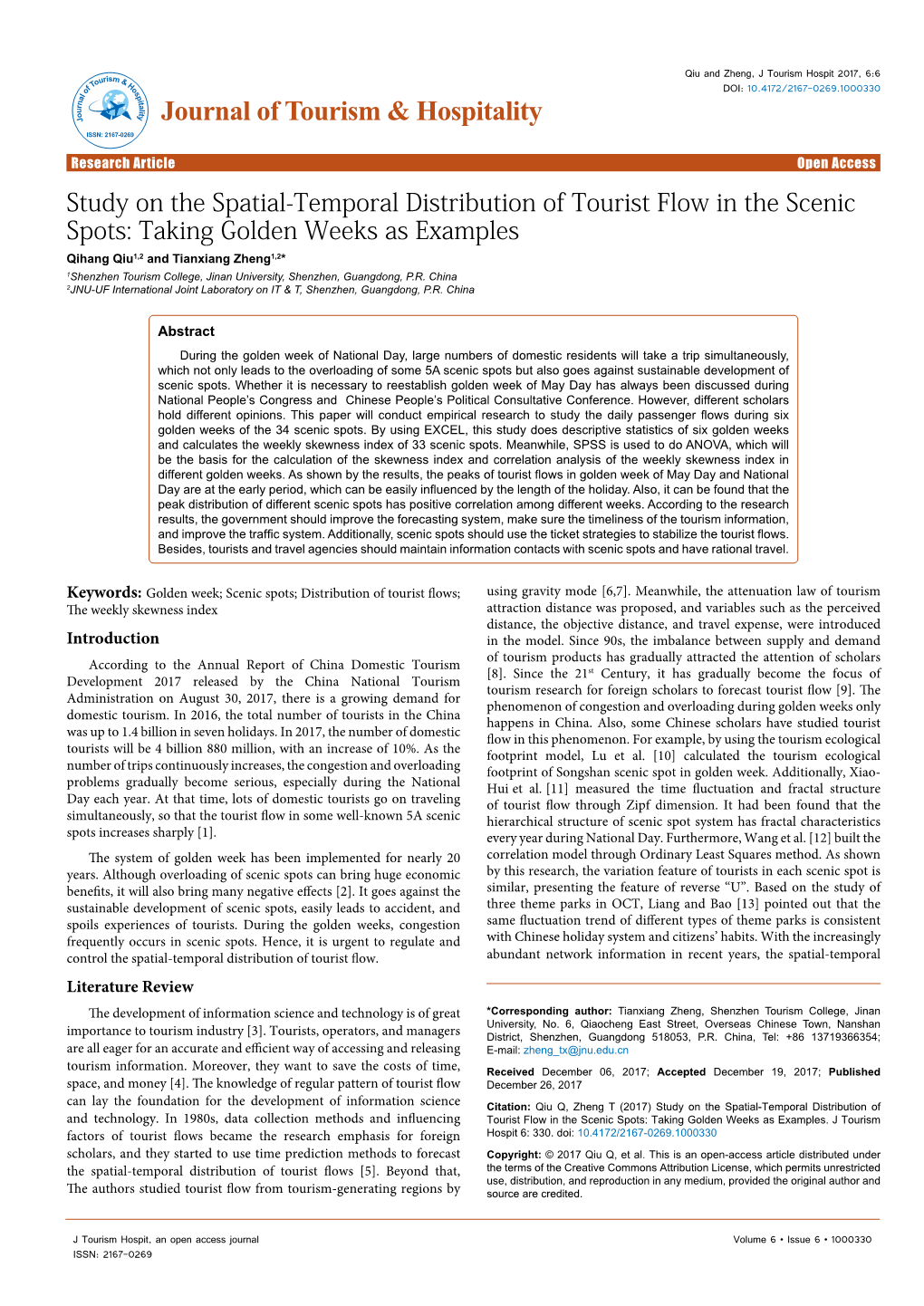 Study on the Spatial-Temporal Distribution of Tourist Flow in The