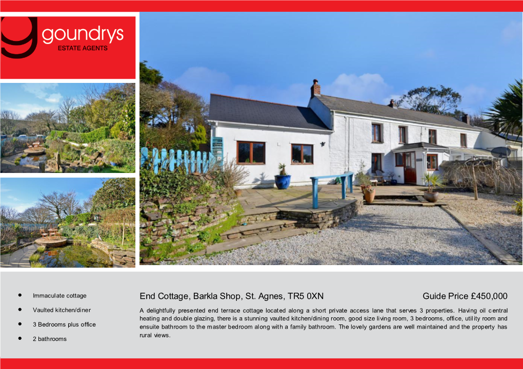 End Cottage, Barkla Shop, St. Agnes, TR5 0XN Guide Price £450,000