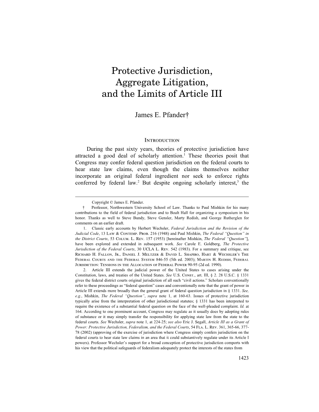 Protective Jurisdiction, Aggregate Litigation, and the Limits of Article III