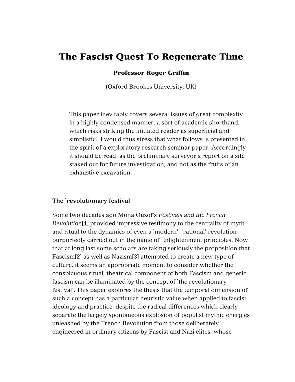 The Fascist Quest to Regenerate Time