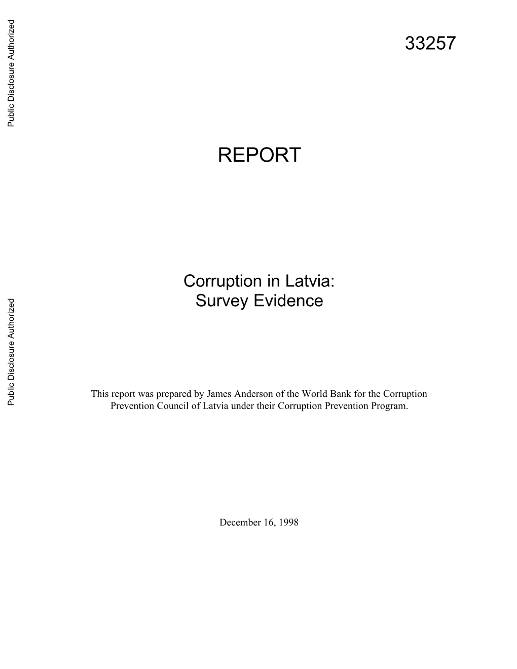 Corruption in Latvia: Survey Evidence