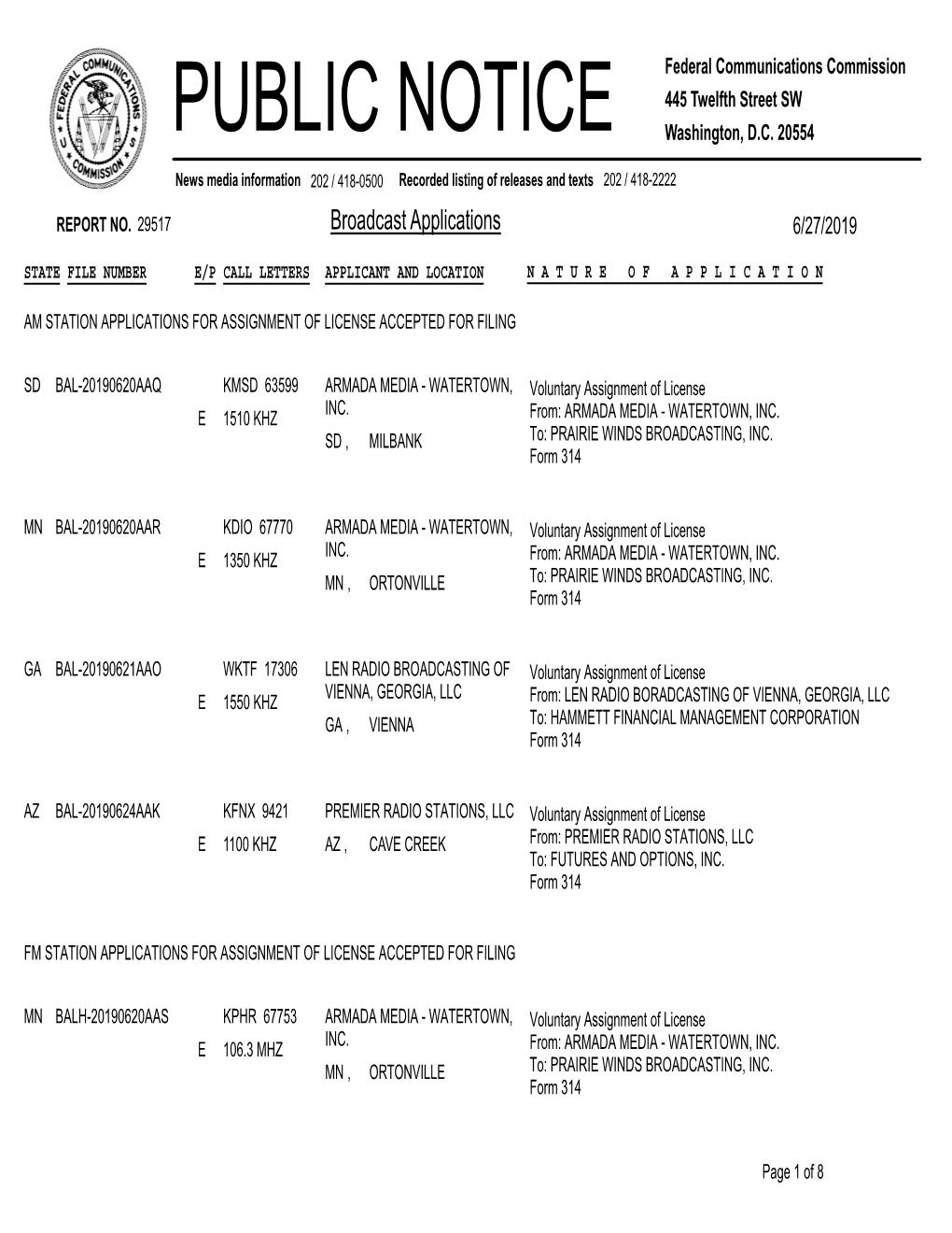 Broadcast Applications 6/27/2019