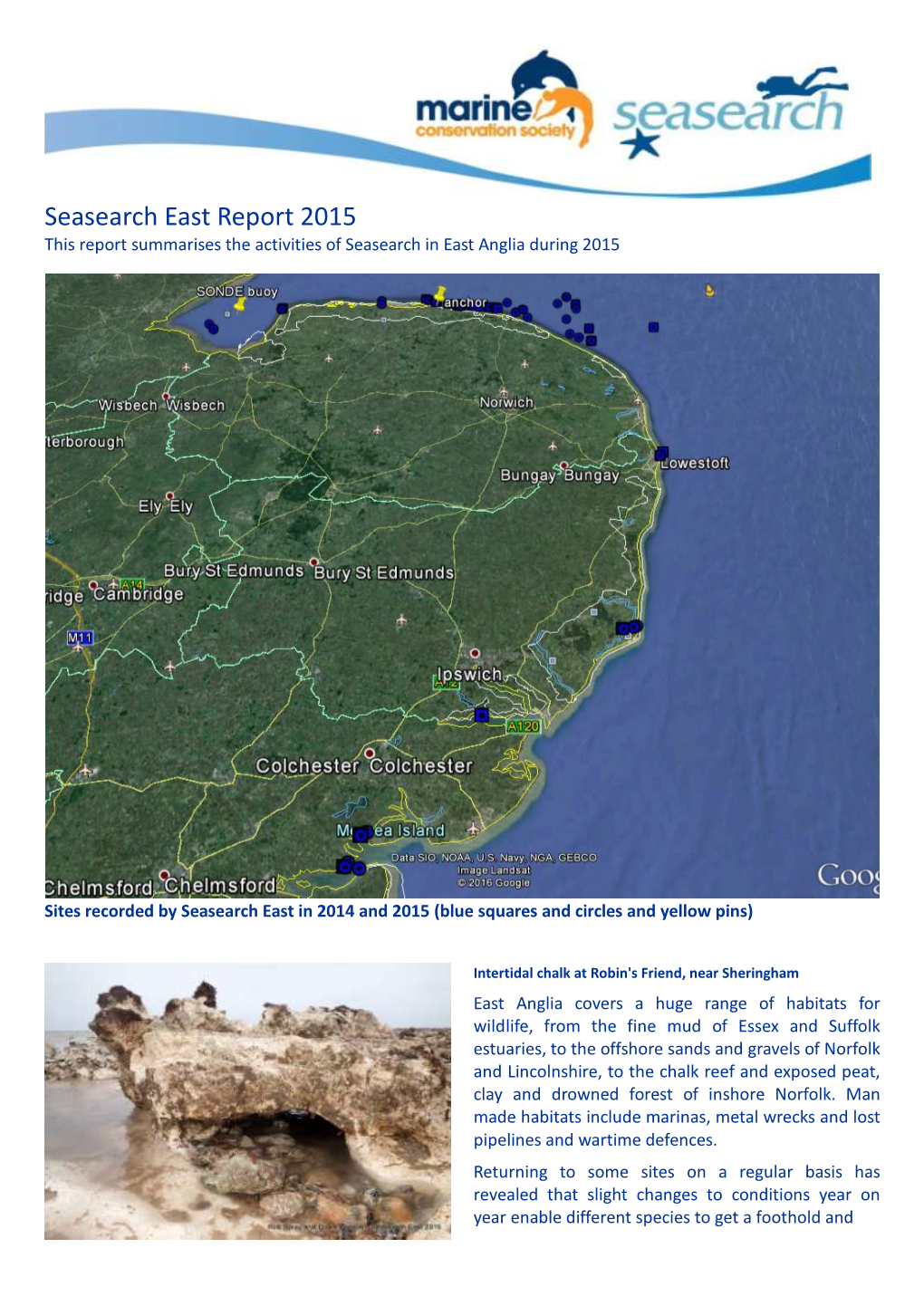 Seasearch East Report 2015 This Report Summarises the Activities of Seasearch in East Anglia During 2015