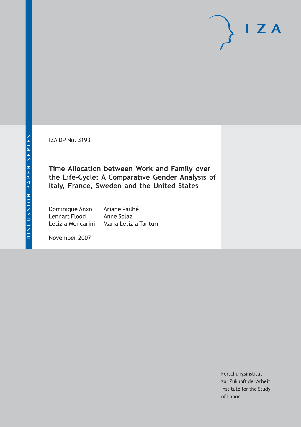 Time Allocation Between Work and Family Over the Life-Cycle: a Comparative Gender Analysis of Italy, France, Sweden and the United States