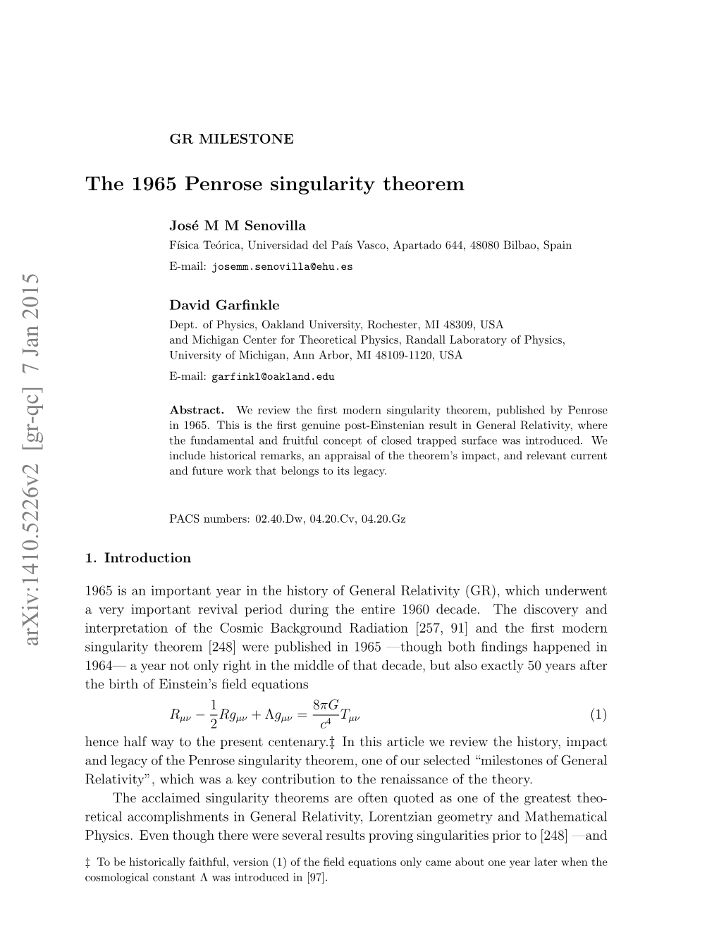 The 1965 Penrose Singularity Theorem