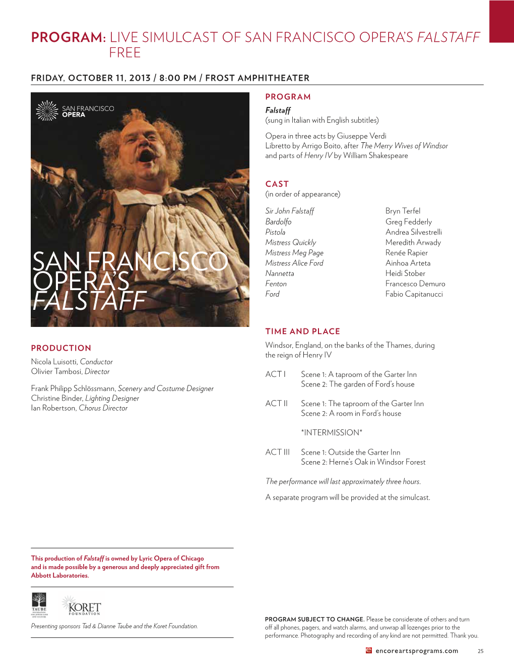 San Francisco Opera's Falstaff