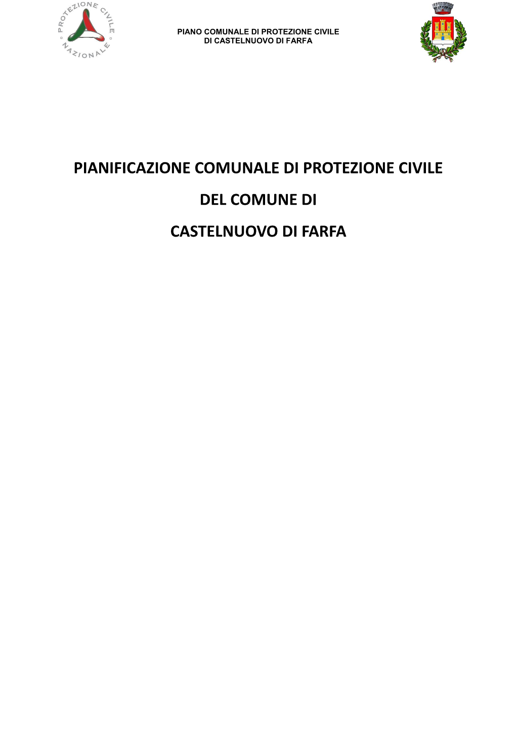 Pianificazione Comunale Di Protezione Civile Del Comune Di Castelnuovo Di Farfa