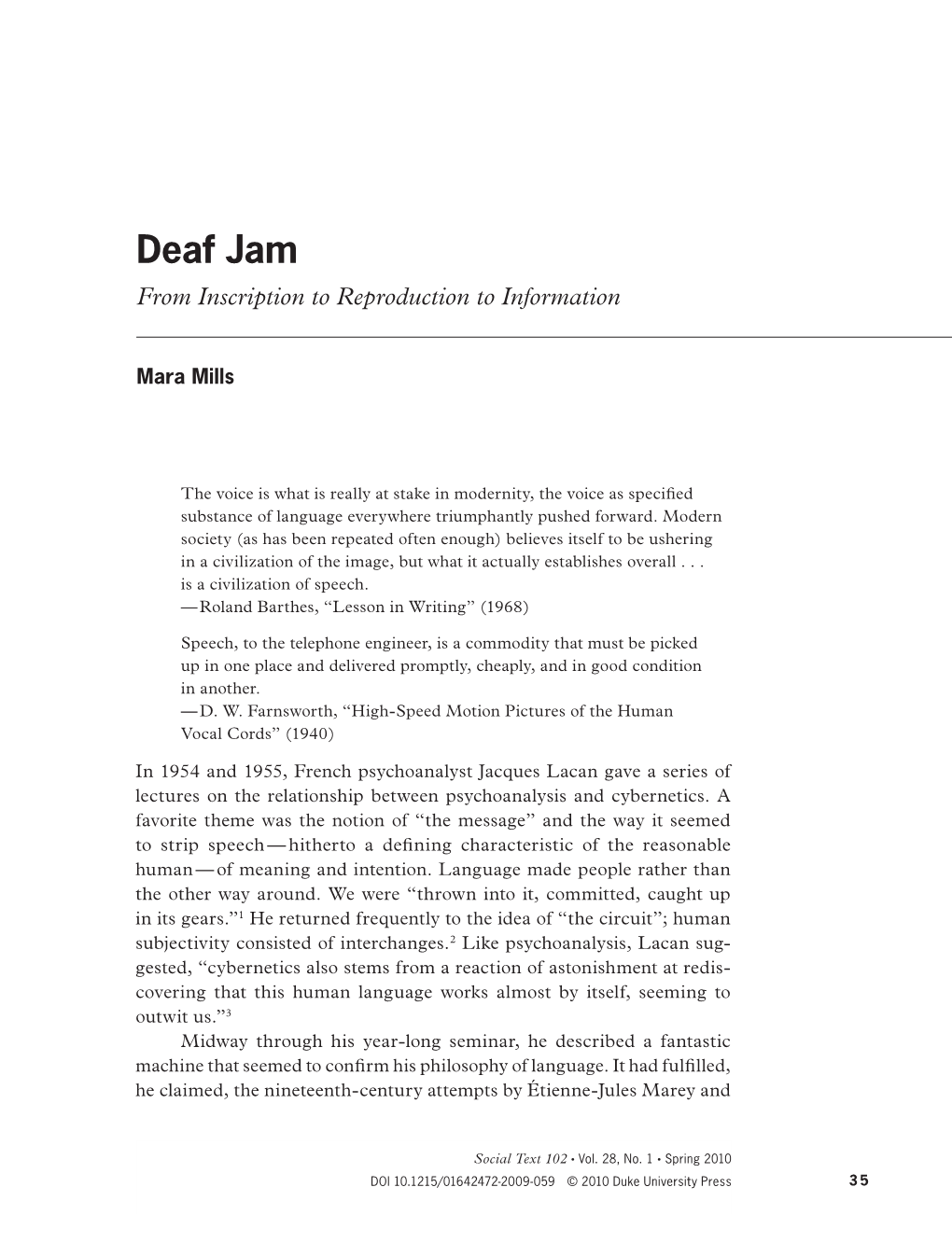 Deaf Jam from Inscription to Reproduction to Information