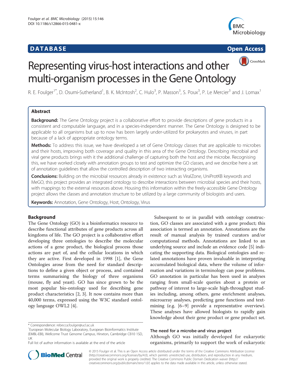 Representing Virus-Host Interactions and Other Multi-Organism Processes in the Gene Ontology R