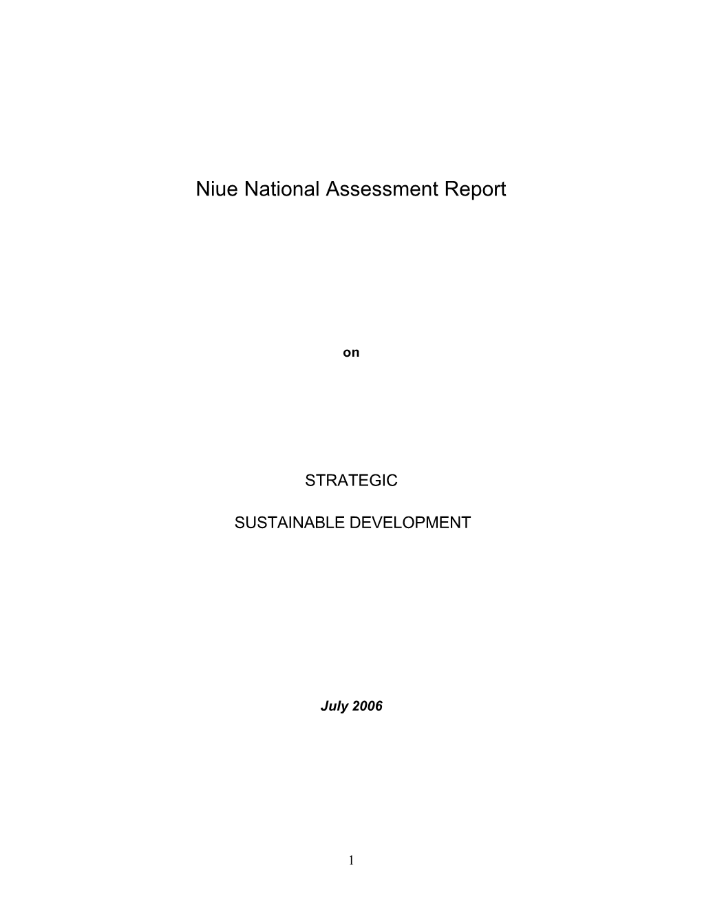 Niue National Assessment Report