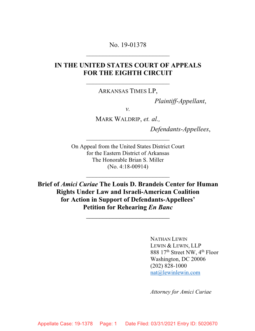 LDB and IAC – 8Th Circuit Amicus Brief Filed In