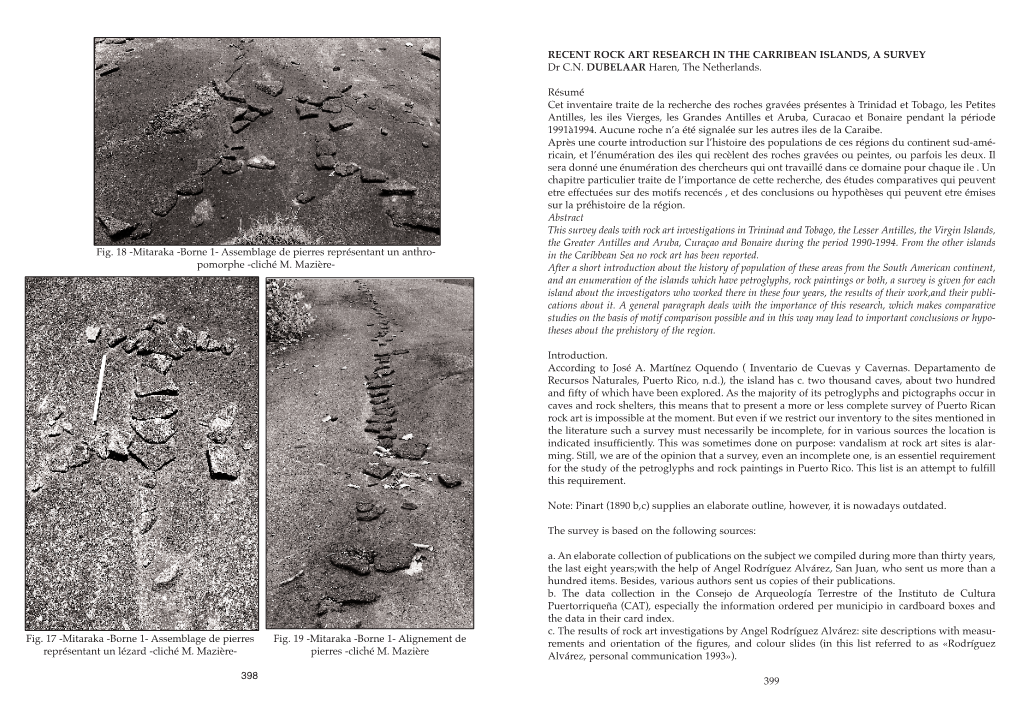 RECENT ROCK ART RESEARCH in the CARRIBEAN ISLANDS, a SURVEY Dr C.N