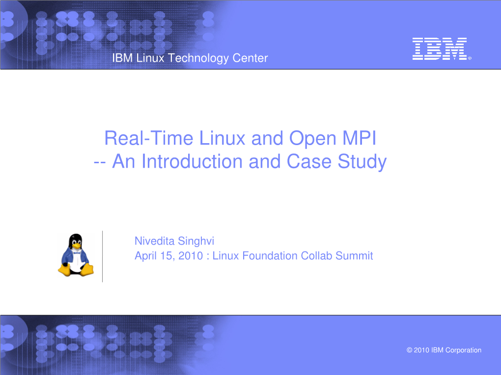 Realtime Linux and Open MPI Ннаan Introduction and Case Study