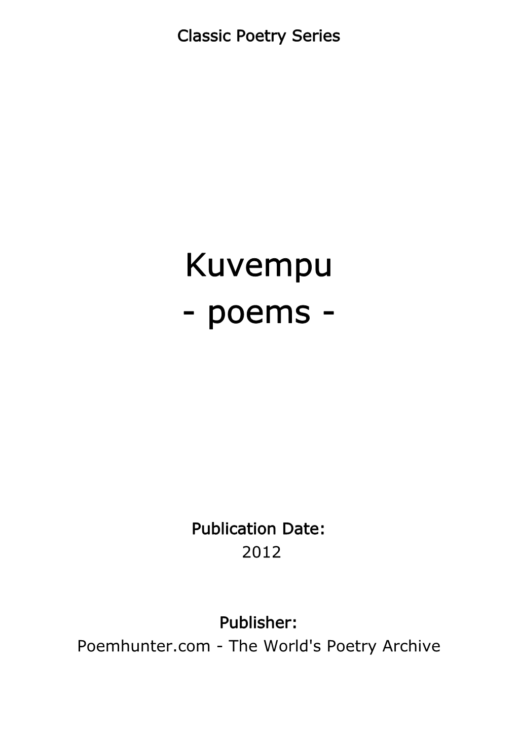 Kuvempu - Poems