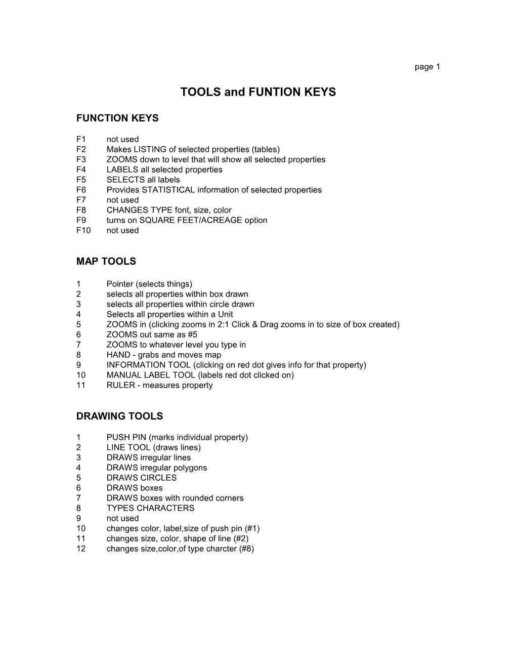 TOOLS and FUNTION KEYS