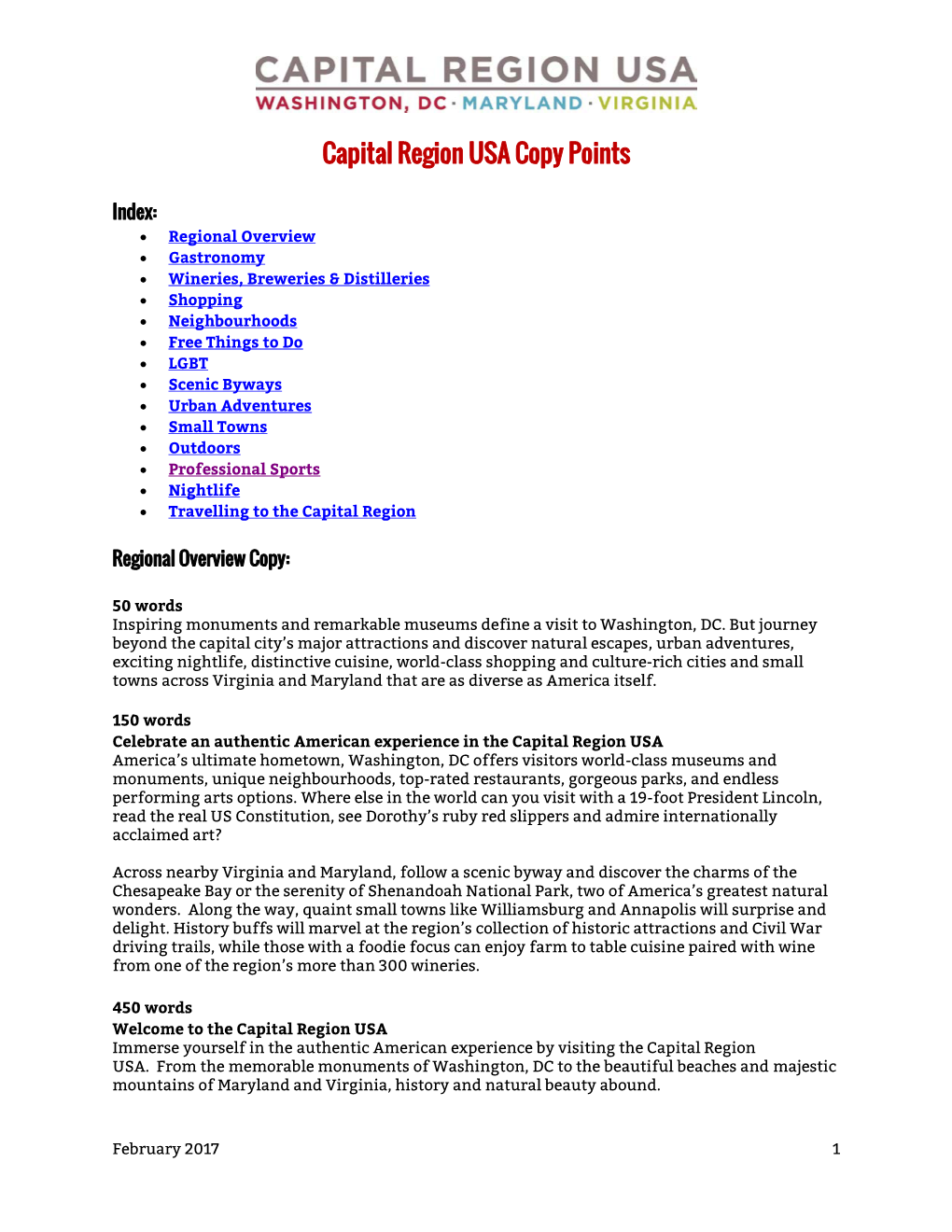 Capital Region USA Copy Points