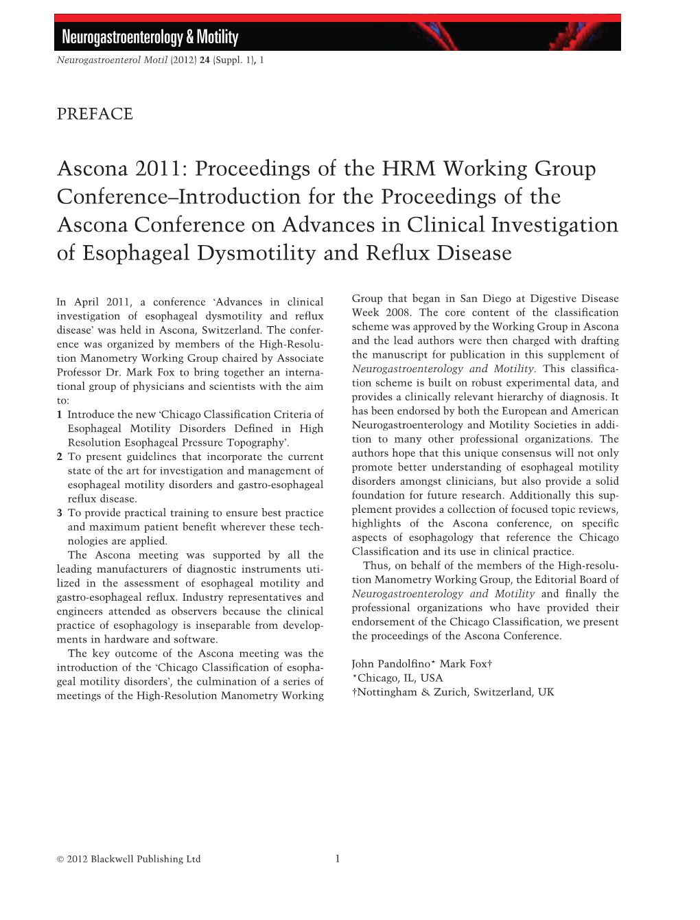 Ascona 2011: Proceedings of the HRM Working Group