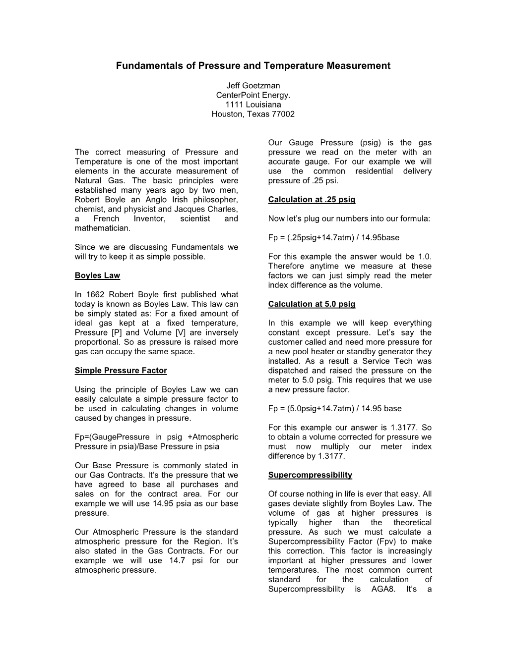 Fundamentals of Pressure and Temperature Measurement