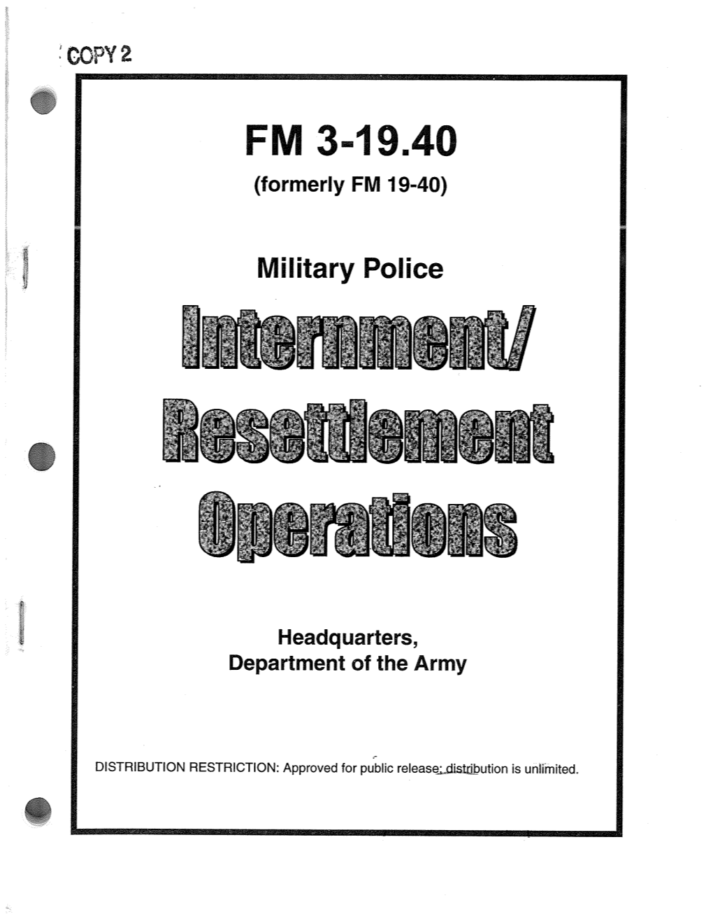 Military Police Internment/Resettlement Operations