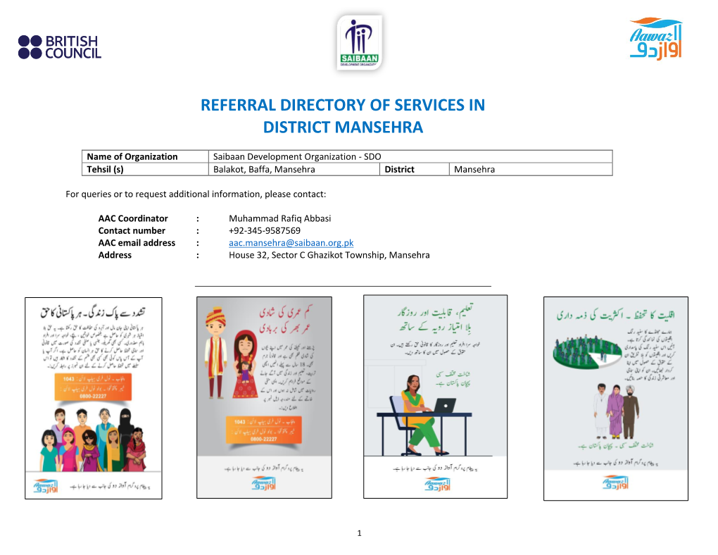 Referral Directory of Services in District Mansehra