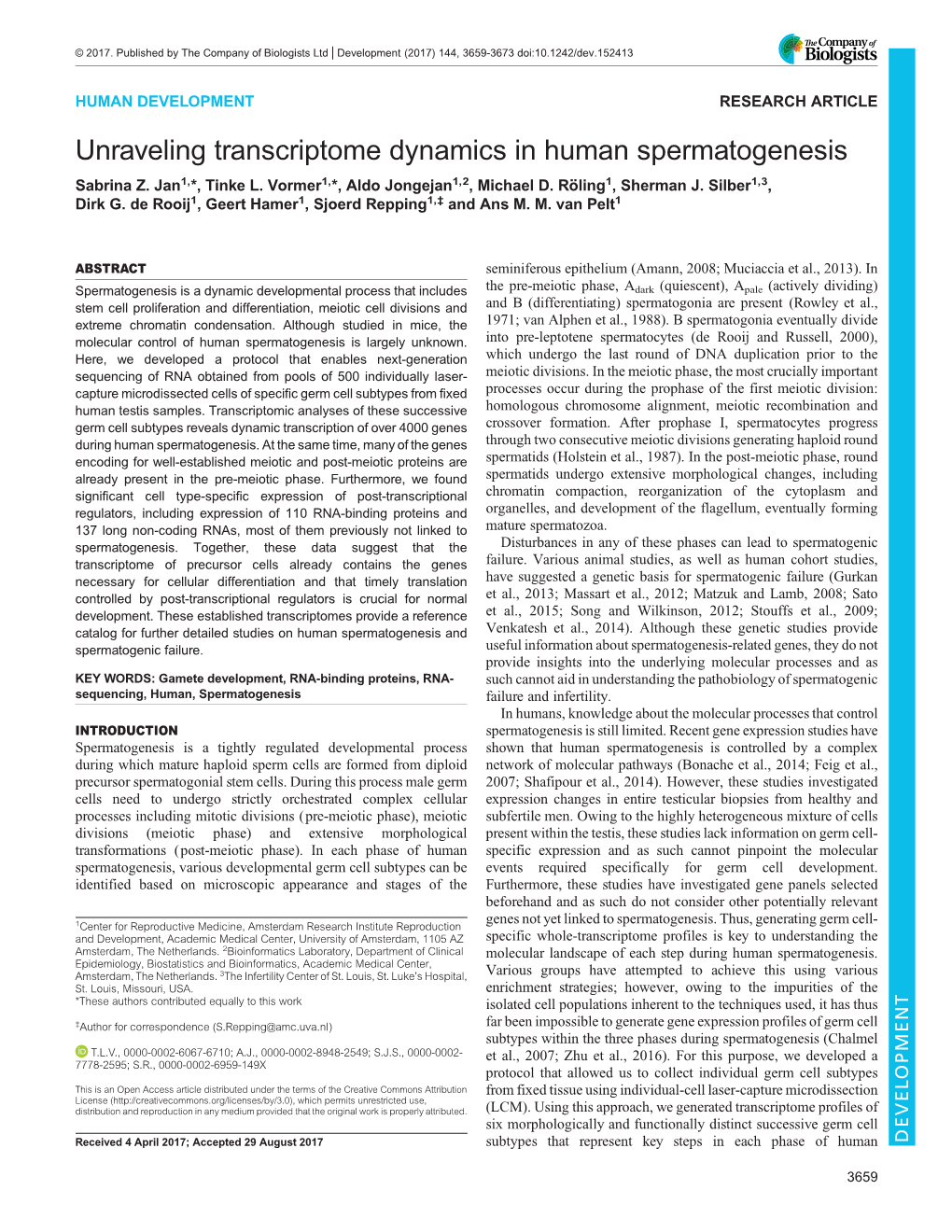 Unraveling Transcriptome Dynamics in Human Spermatogenesis Sabrina Z