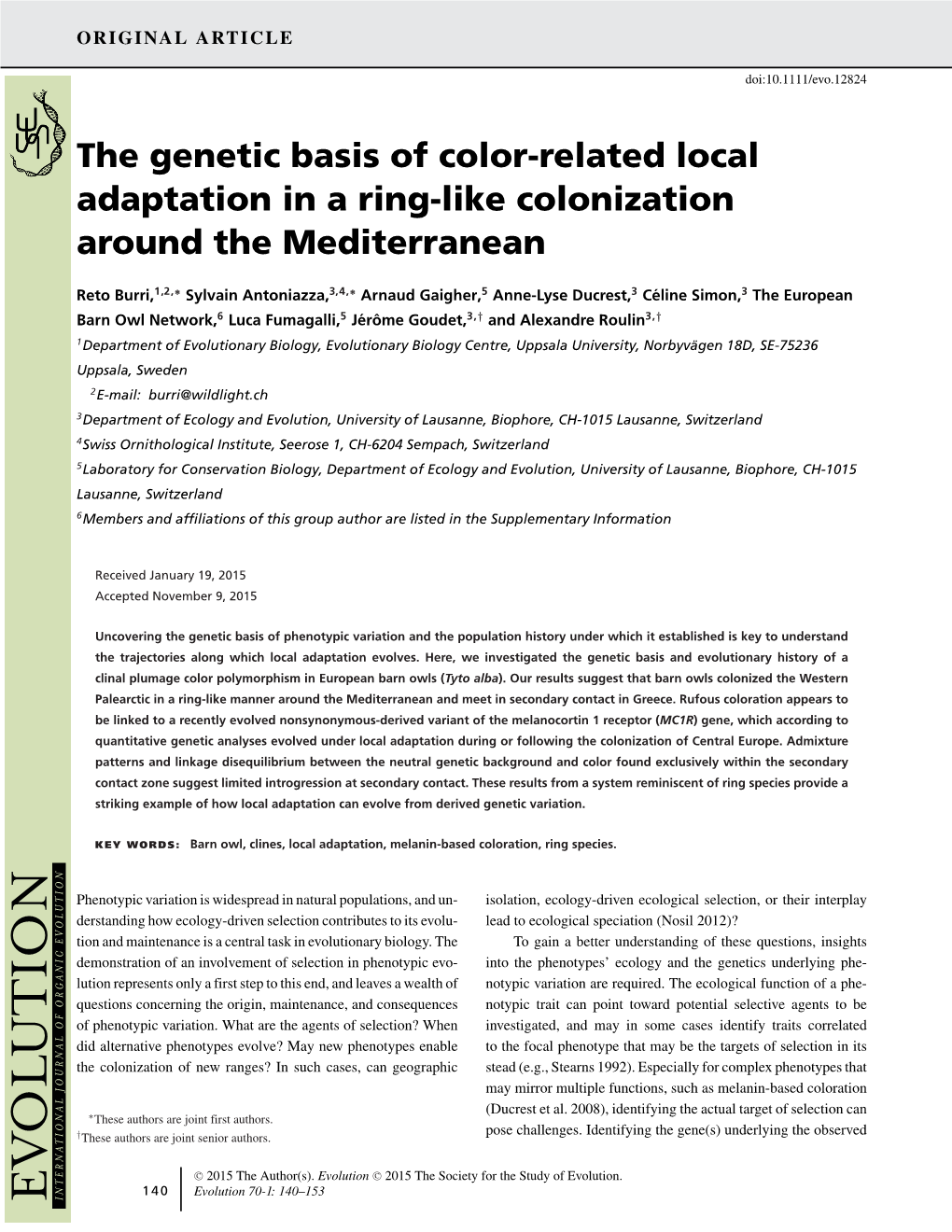 The Genetic Basis of Color-Related Local Adaptation in a Ring-Like Colonization Around the Mediterranean