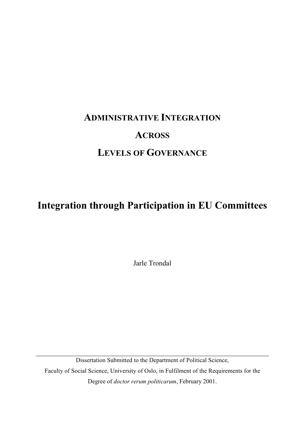 Integration Through Participation in EU Committees