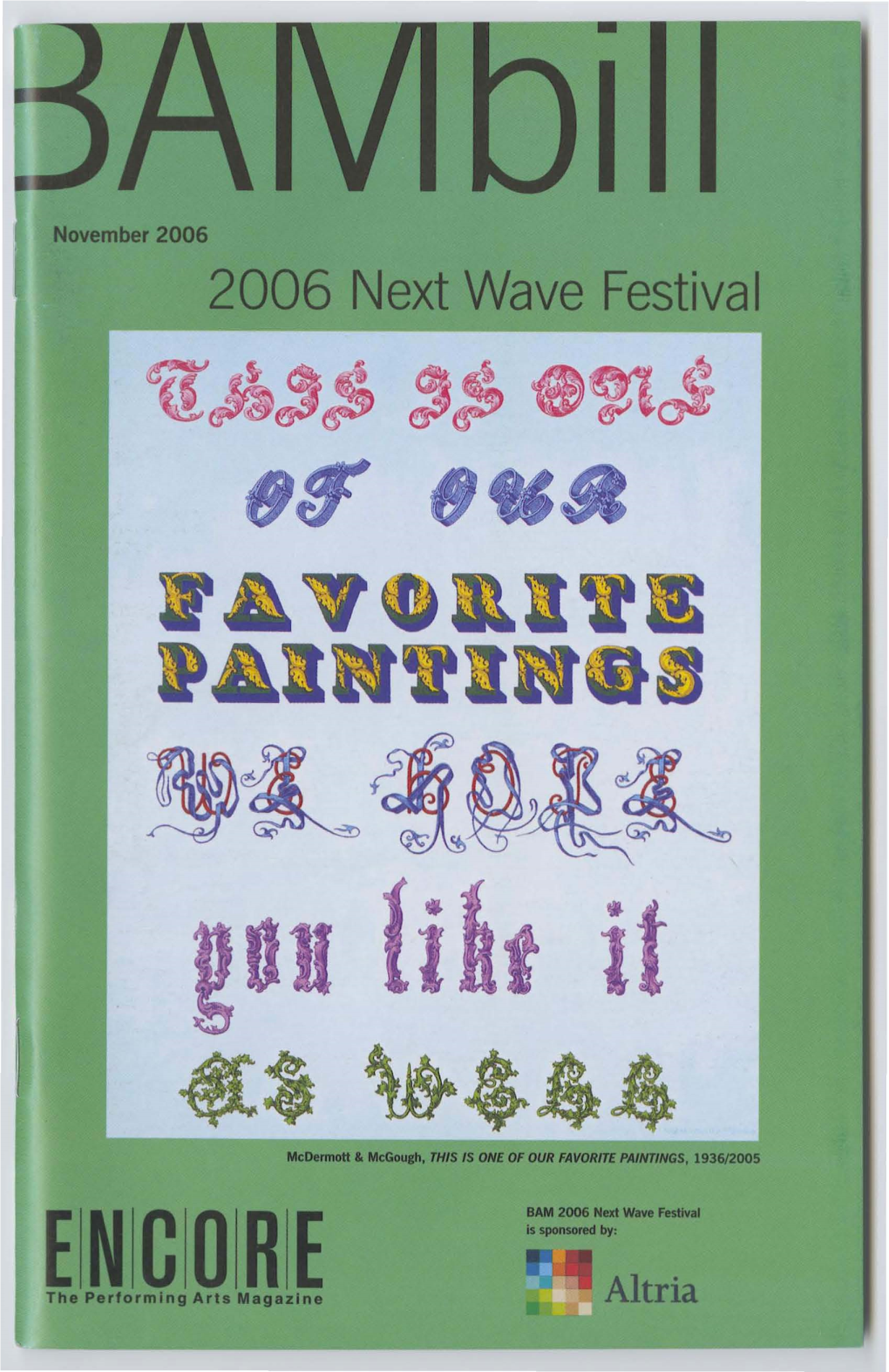 Programme for Twelfth Night at BAM Next Wave Festival in 2006