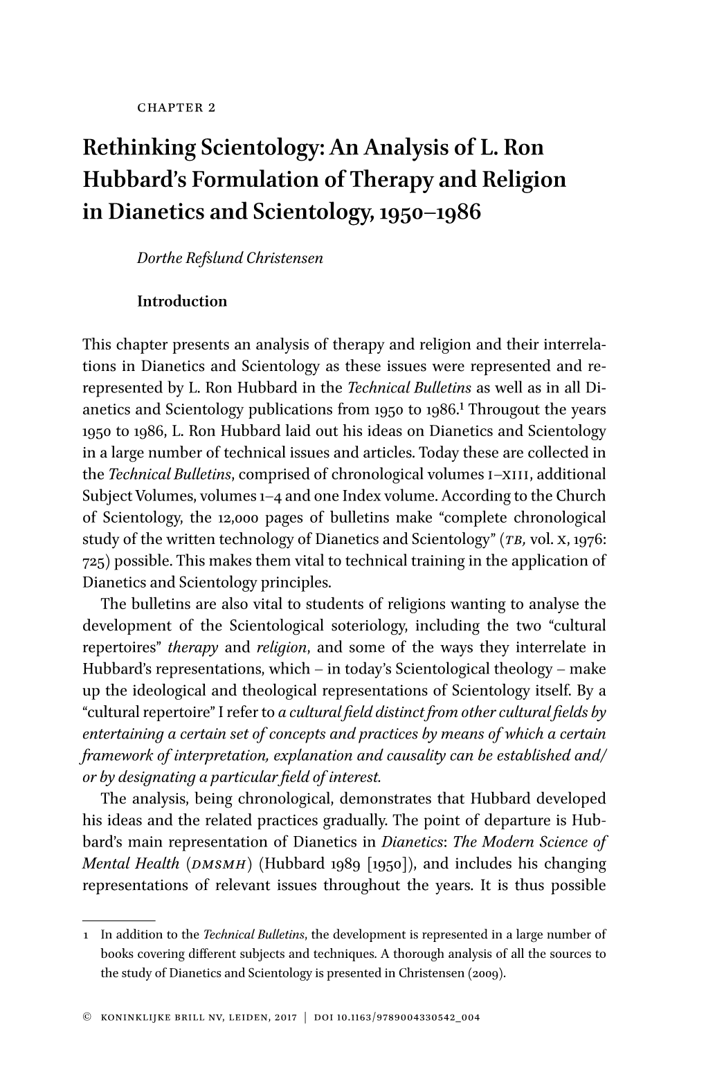 An Analysis of L. Ron Hubbard's Formulation of Therapy And