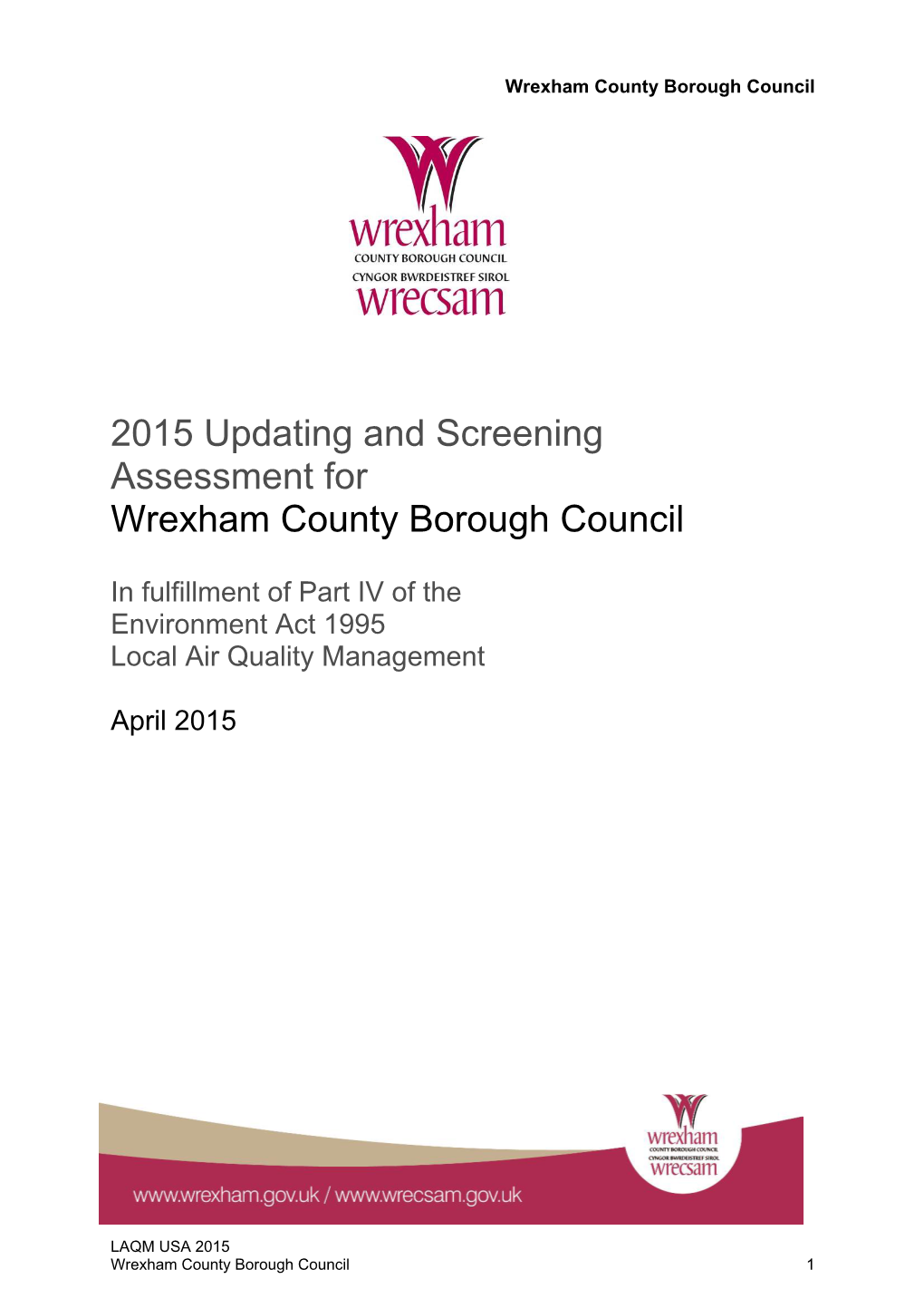 2015 Updating and Screening Assessment for Wrexham County Borough Council