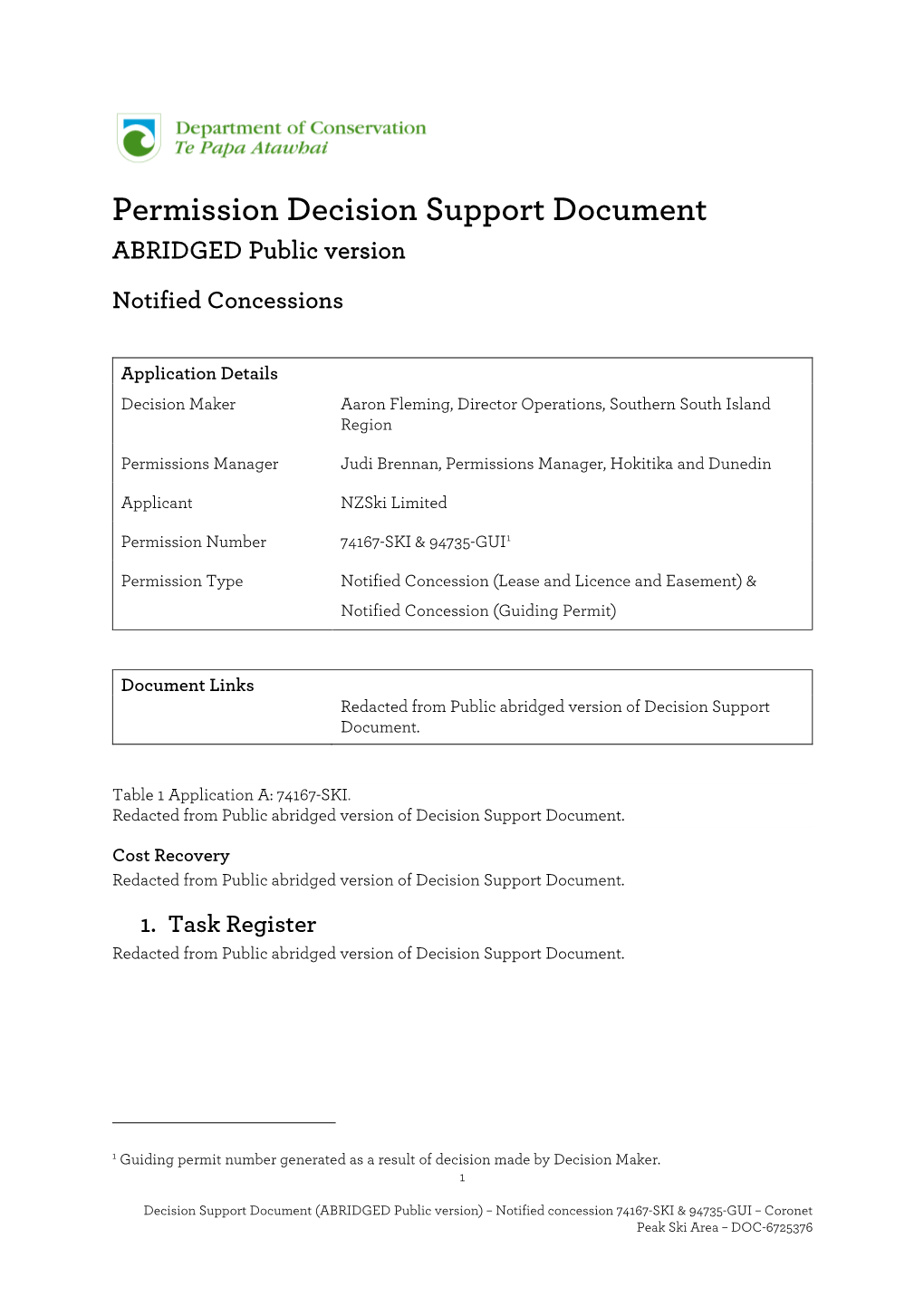 Permission Decision Support Document ABRIDGED Public Version