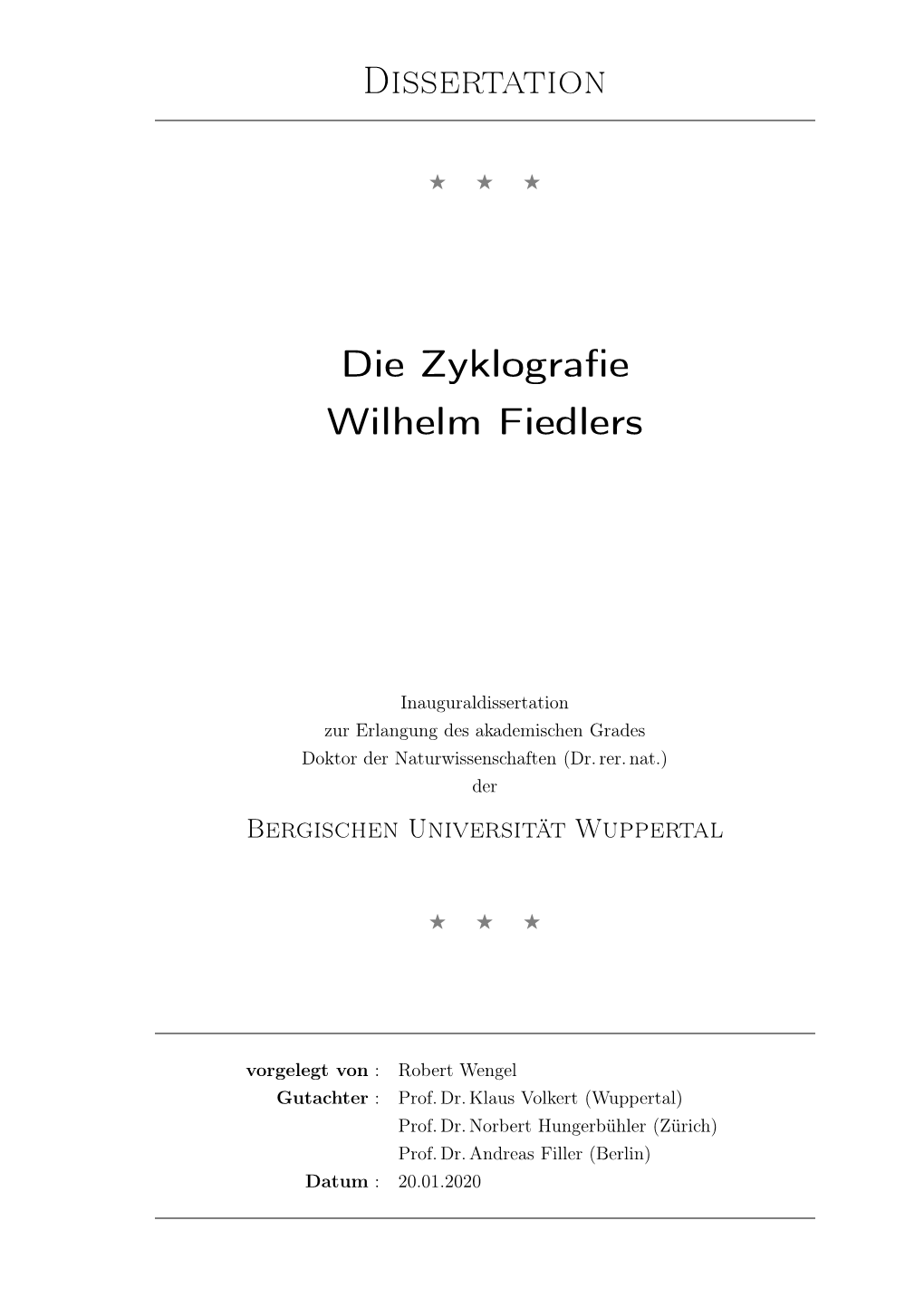 Dissertation Die Zyklografie Wilhelm Fiedlers